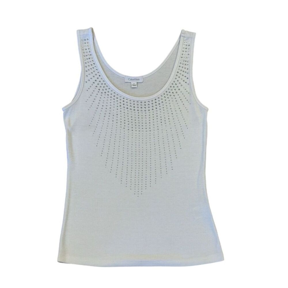 Calvin Klein Women's Studded Tank Top White Size S Casual Summer - Picture 2 of 6